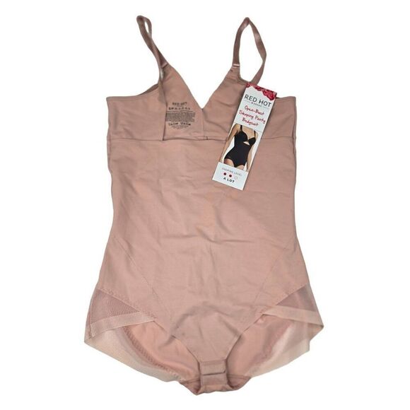 Red Hot By Spanx Open Bust Shaping Panty Bodysuit Pink Sand S Extra Firm Control - Picture 1 of 6